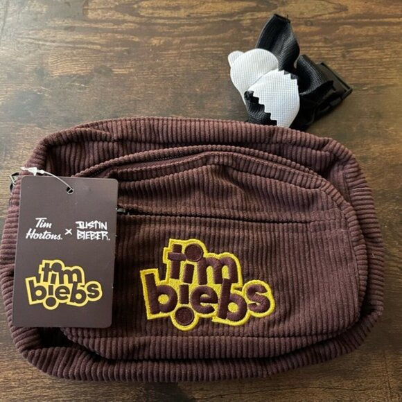 TIM BIEBS JUSTIN BIEBER x TIM HORTONS Fanny Pack Pouch Bag brown limited edition - Picture 3 of 10